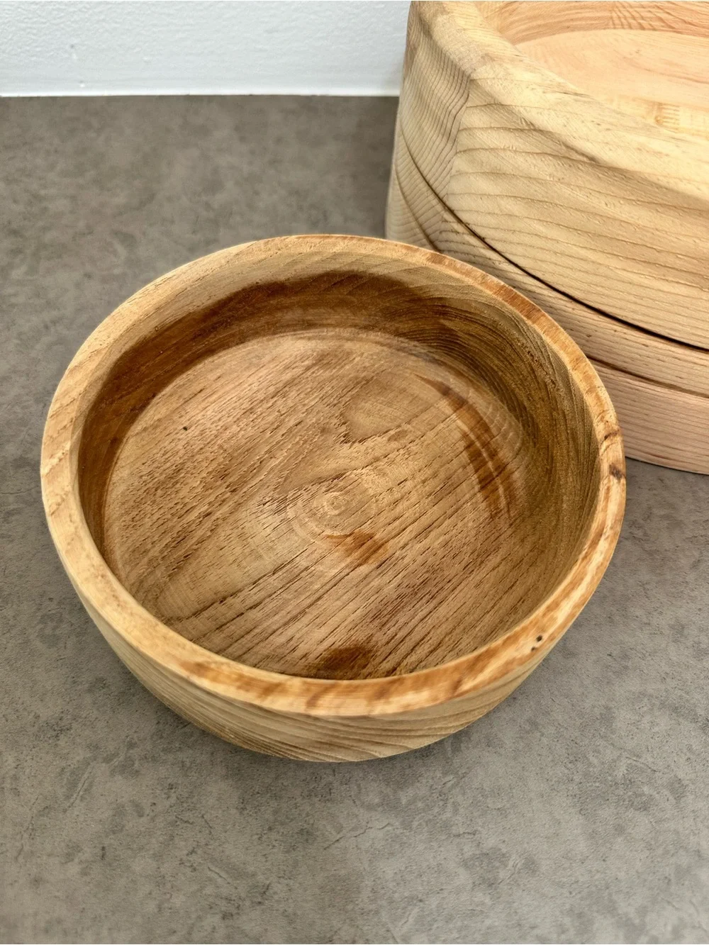 Set of 2 Natural Wood Mortar and Pestle Sets Light Wood Natural Grain Primitive